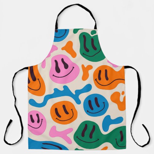 Various colorful melting smiling Faces Lava lamp Apron