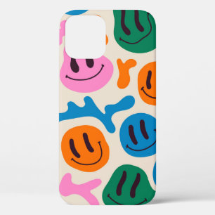 Various colorful melting smiling Faces. Lava lamp, iPhone 12 Case