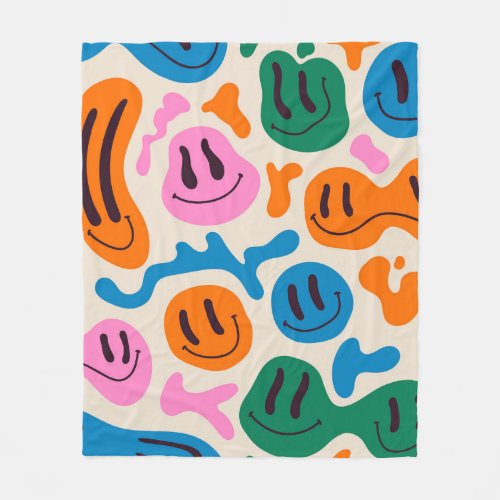 Various colorful melting smiling Faces Lava lamp Fleece Blanket