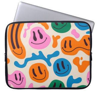 Various colorful melting smiling Faces. Lava lamp, Laptop Sleeve