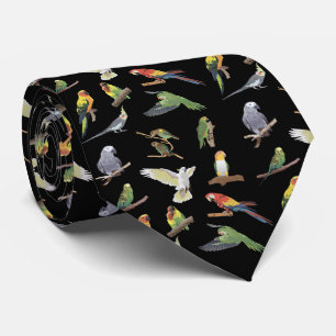 Various Colorful Parrots Neck Tie
