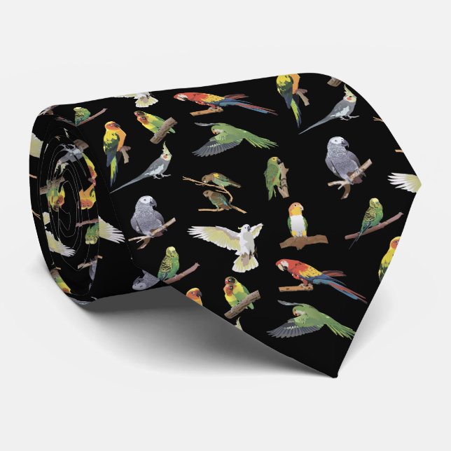 Various Colorful Parrots Neck Tie (Rolled)