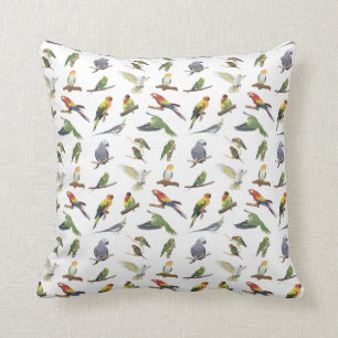 Various Colorful Parrots Throw Pillow