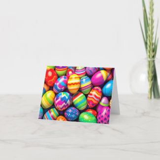Various Colorful Retro Easter Eggs Holiday Card