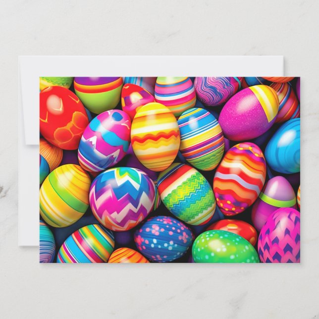 Various Colorful Retro Easter Eggs Holiday Card (Front)
