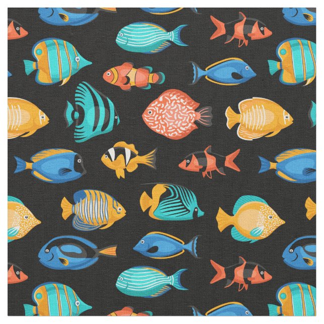 Various colorful tropical fish pattern fabric (Close Up)