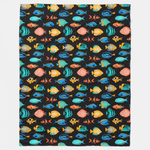 Various colorful tropical fish pattern fleece blanket