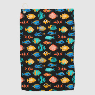 Various colorful tropical fish pattern golf towel