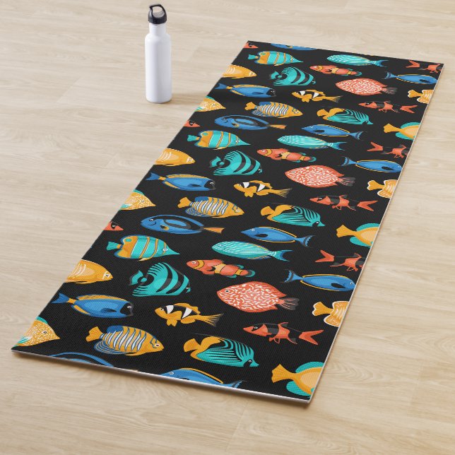 Various colorful tropical fish pattern yoga mat (In Situ)