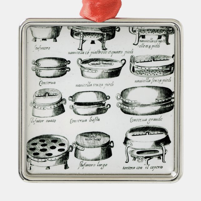 Various Cooking Vessels, 1570 Metal Ornament (Front)
