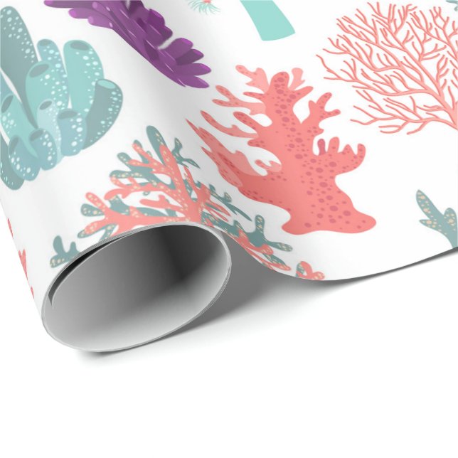 Various corals deep sea plants pattern  wrapping paper (Roll Corner)