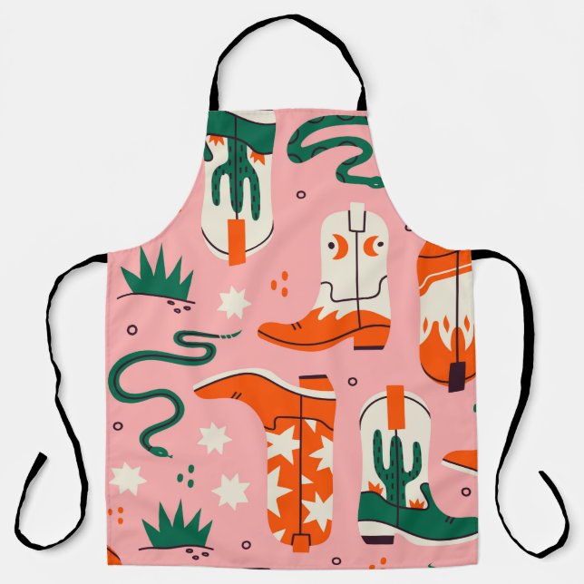 Various cowboy boots pattern apron (Front)