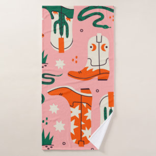 Various cowboy boots pattern bath towel