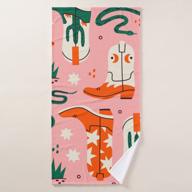 Various cowboy boots pattern bath towel (Bath Towel)