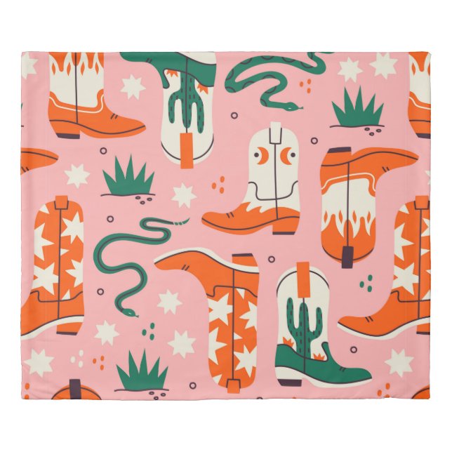 Various cowboy boots pattern duvet cover (Front)