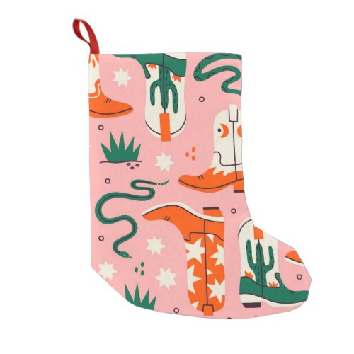 Various cowboy boots pattern small christmas stocking