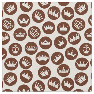Various crowns brown pattern fabric