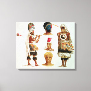 Various Dancing Costumes Worn at Nakello, Fiji Canvas Print