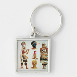 Various Dancing Costumes Worn at Nakello, Fiji Keychain