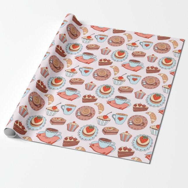 Various desserts wrapping paper (Unrolled)