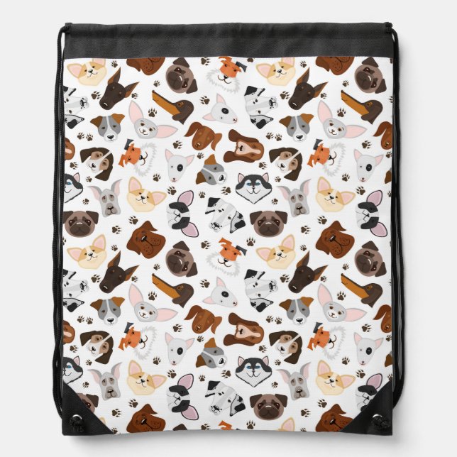 Various dog breeds pattern drawstring bag (Front)
