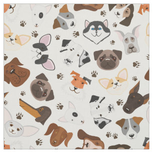 Various dog breeds pattern fabric