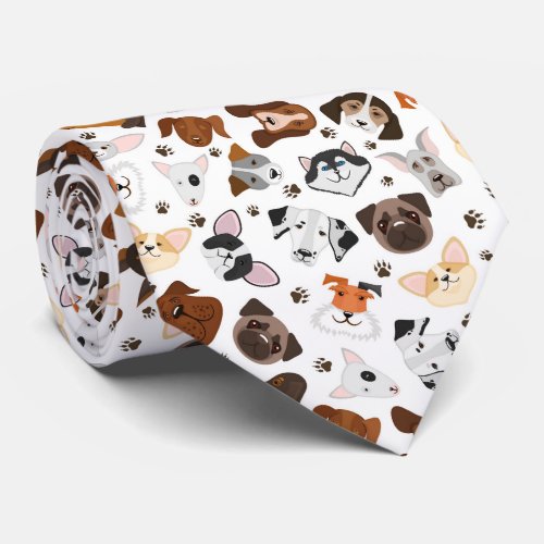 Various dog breeds pattern neck tie