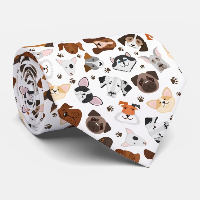 Various dog breeds pattern neck tie (Rolled)