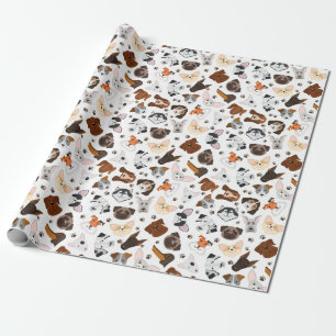 Various dog breeds pattern wrapping paper