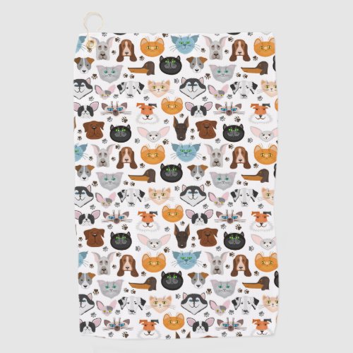 Various dogs cats pattern golf towel