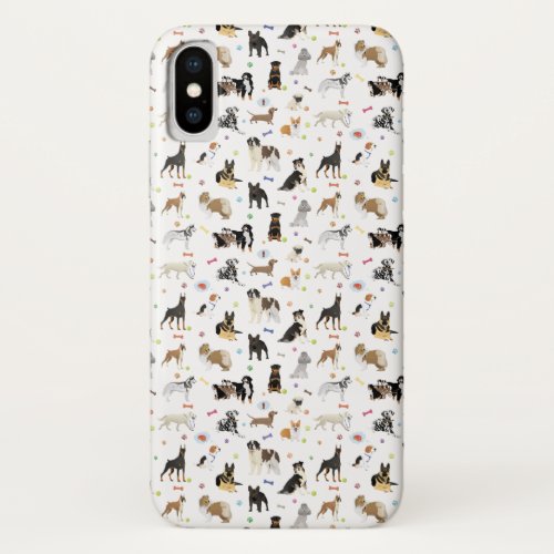 Various Dogs Pattern iPhone X Case