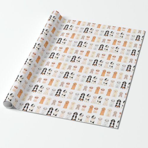 various doodle dogs seamless design wrapping paper