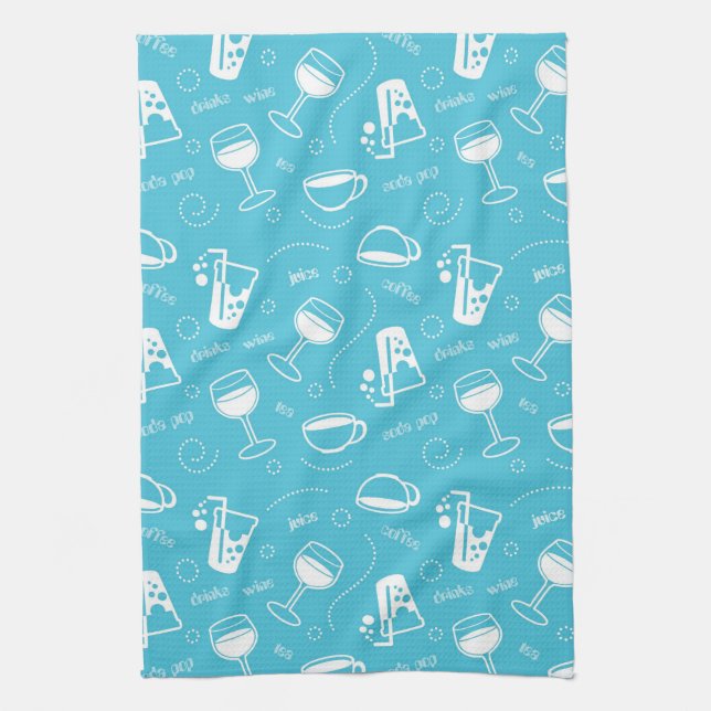 Various drinks kitchen towel (Vertical)