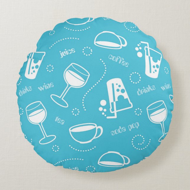 Various drinks round pillow (Front)