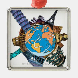 Various famous places of the world metal ornament