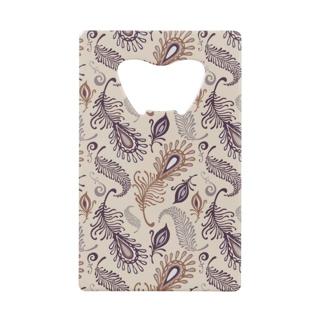 Various Feather Pattern Credit Card Bottle Opener (Front)