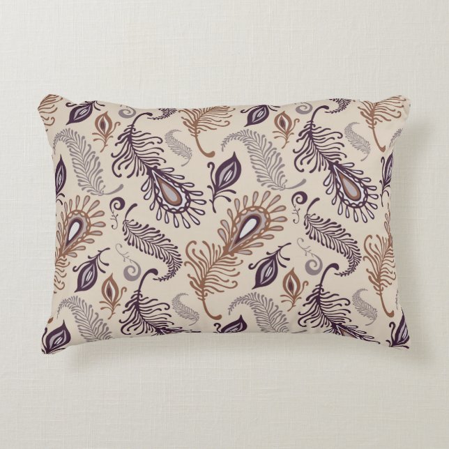 Various Feather Pattern Decorative Pillow (Front)