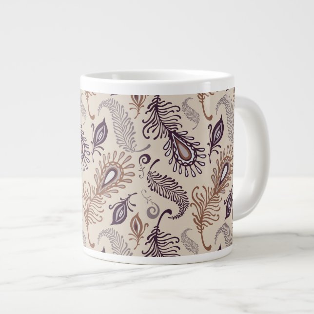 Various Feather Pattern Giant Coffee Mug (Front Right)