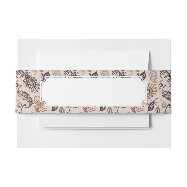Various Feather Pattern Invitation Belly Band (Front Example)