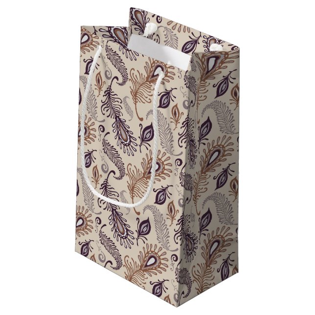 Various Feather Pattern Small Gift Bag (Back Angled)