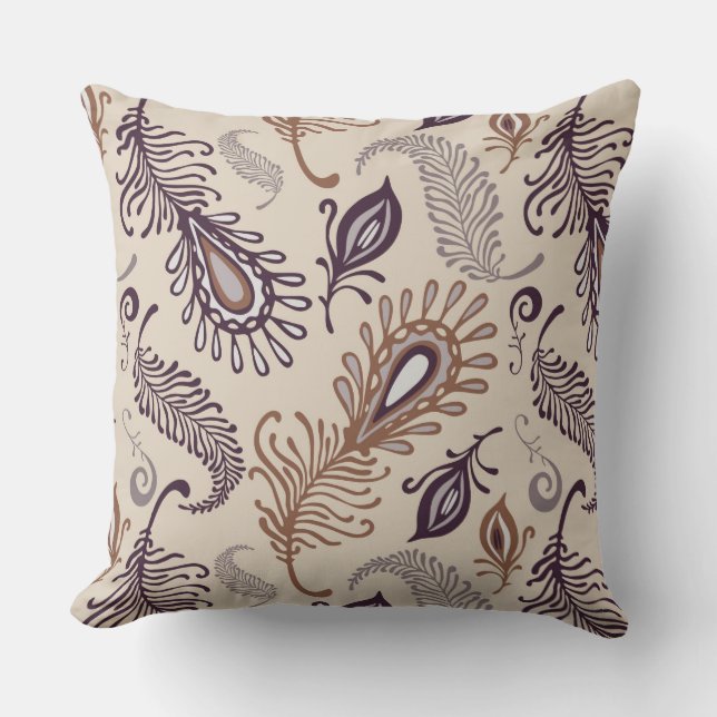 Various Feather Pattern Throw Pillow (Front)