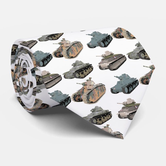 Various French WW2 Tanks Neck Tie (Rolled)