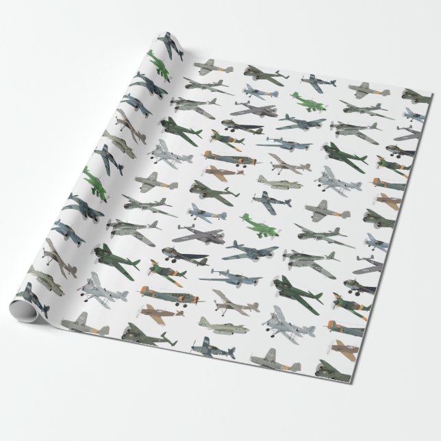 Various German WW2 Airplanes Wrapping Paper (Unrolled)