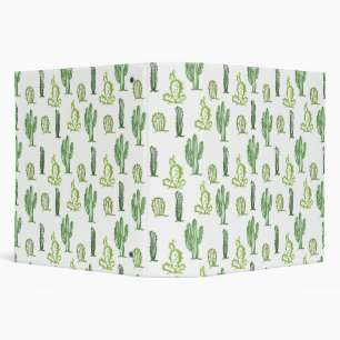 Various green cacti pattern 3 ring binder