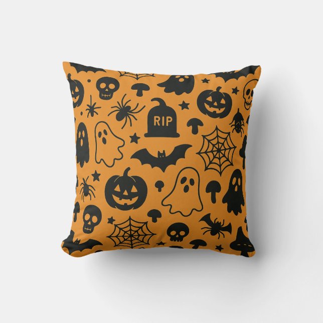 Various Halloween pattern images pliow Throw Pillow (Front)