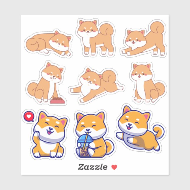 Various Kawaii Shiba Inu Sticker (Sheet)