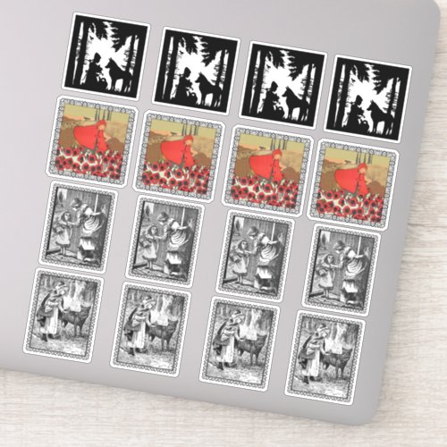 Various Little Red Riding Hood With Wolf Scenes Sticker