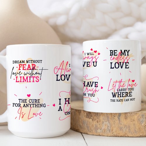 Various Love Quotes Lettering Collection Coffee Mug