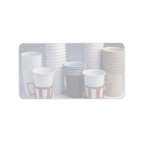 Various plastic drinking cups Photo Label