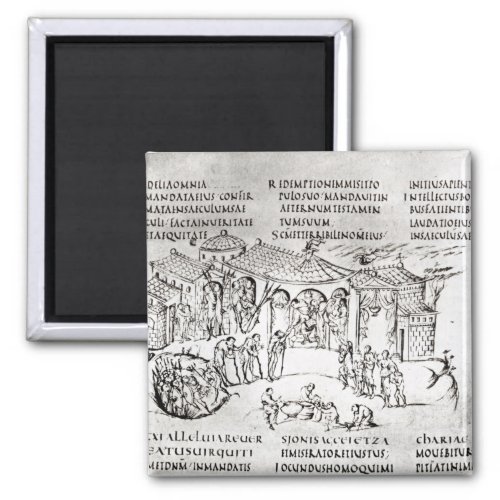 Various scenes illustrating a psalm magnet